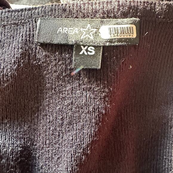 Area Stars Black Fit Flare Knit Midi Wrap Dress XS Pleated Career Designer $175 - Picture 9 of 10